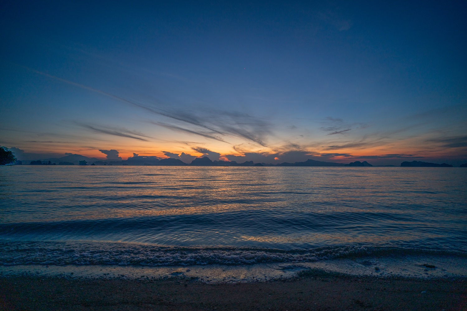 Dusk over the bay from the shoreline